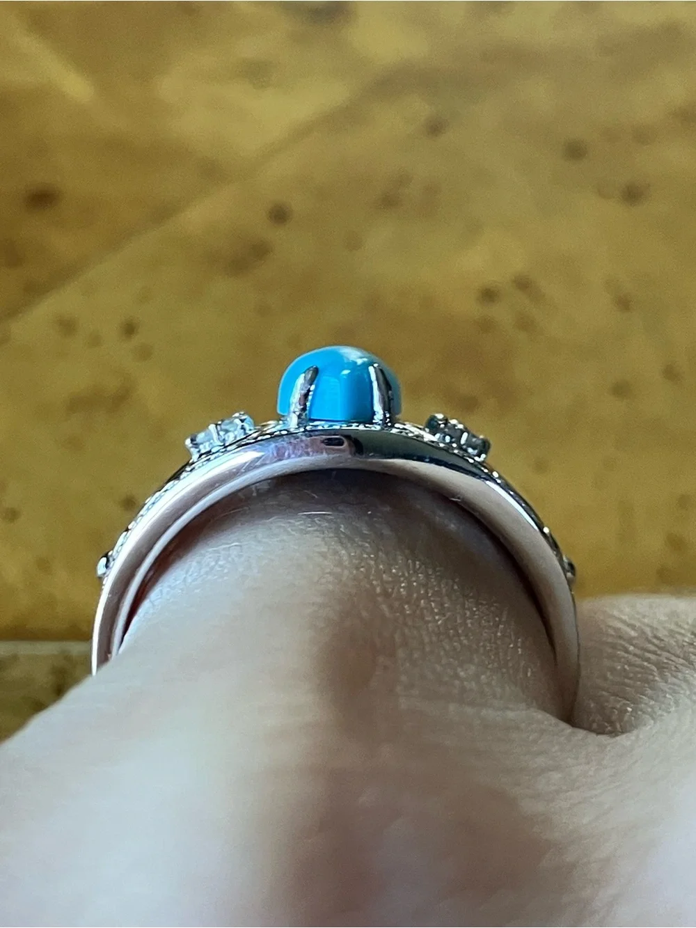 Sleeping Beauty Turquoise Diamond Ring Size 7